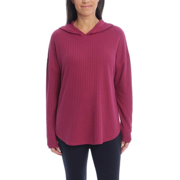 Chaser Tops - CHASER Waffle Thermal Sweatshirt Hoodie Size XL Sugar Plum Maroon Fall Outdoor